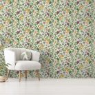 Maracuja gyümölcsös, sűrű mintás, különleges tapéta világos alapszínnel