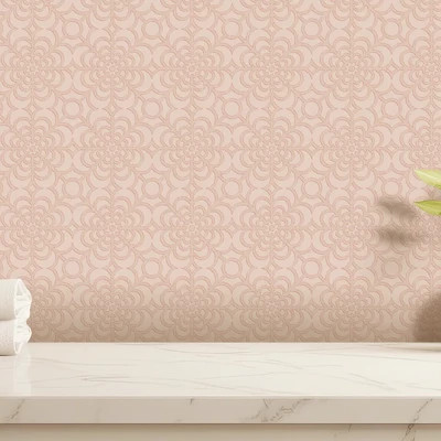 Vintage virágos csempe mintás tapéta pasztel puncs színben