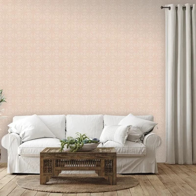 Vintage virágos csempe mintás tapéta pasztel puncs színben