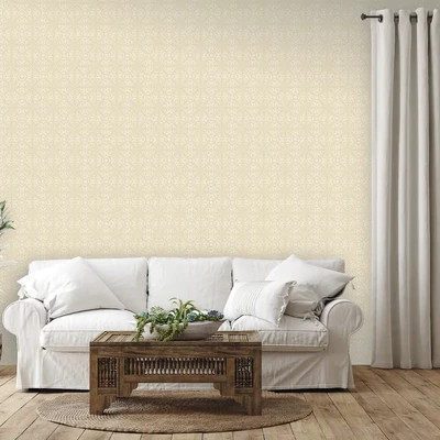 Vintage virágos csempe mintás tapéta fehér-bézs színben