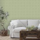 Vintage virágos csempe mintás tapéta zsályazöld színben