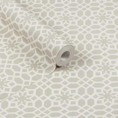   Klasszikus csillagmintás tapéta artdeco stílusjegyekkel bézs színben