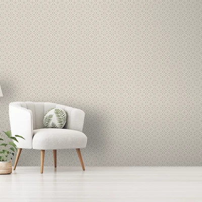 Klasszikus csillagmintás tapéta artdeco stílusjegyekkel bézs színben