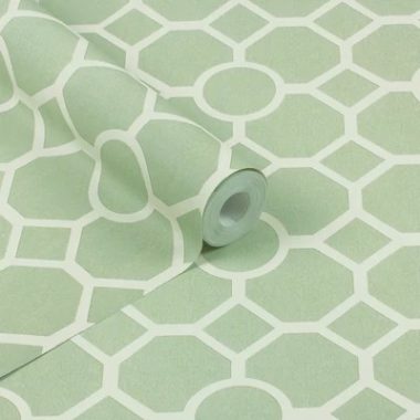 Klasszikus artdeco stílusú tapéta zsályazöld színben