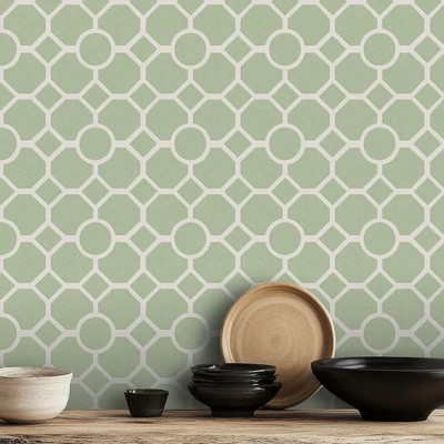 Klasszikus artdeco stílusú tapéta zsályazöld színben