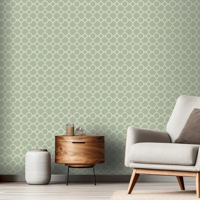 Klasszikus artdeco stílusú tapéta zsályazöld színben