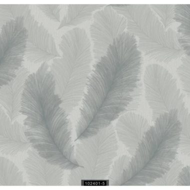   Japandi stílusú fényes fehér alapon ezüst tollas  tapéta 