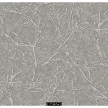 Modern, ezüst ágmintás tapéta csillogó szürke alappal