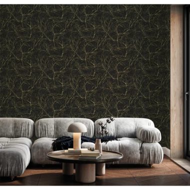 Modern,  ezüst ágmintás tapéta csillogó taupe alappal