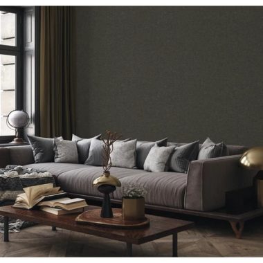   Sötét szürkésbarna alapon pezsgőszínű antikolt hatású geometrikus karcolt tapéta