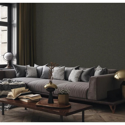 Sötét szürkésbarna alapon pezsgőszínű antikolt hatású geometrikus karcolt tapéta