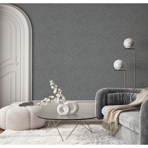 Fémes hatású csillogós törtfehér beton alapon modern absztrakt mintás vinyl tapéta