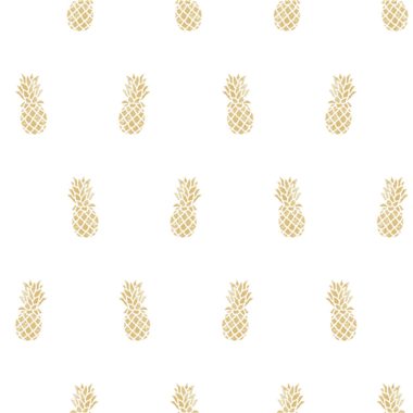 Fehér alapon arany ananász mintás vlies tapéta 