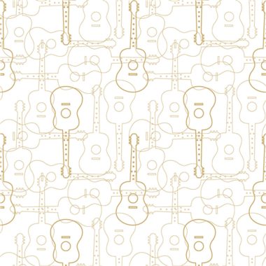 Fehér alapon bézs gitár mintás vlies dekor tapéta 