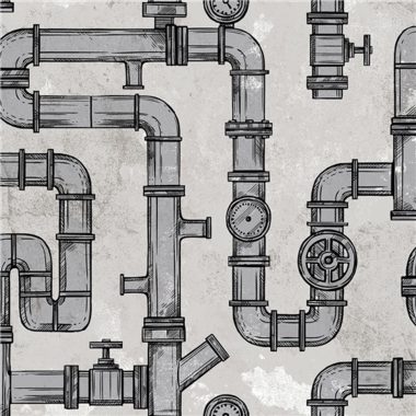  Szürke vízvezeték csőrendszer mintás vagány tini vlies dekor tapéta
