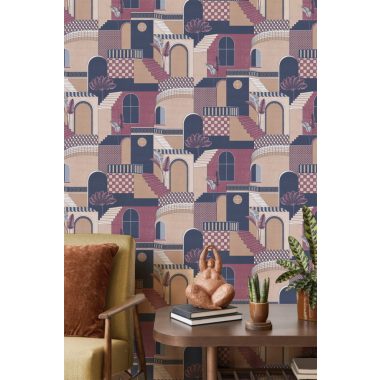 Piros Modern Papír Tapéta 