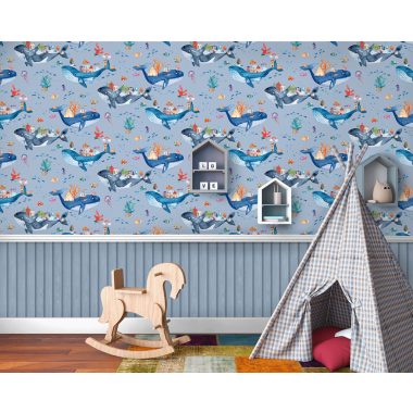 Kék Gyerek Papír Tapéta 