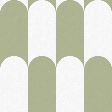 Zöld fehér boltíves geometrikus vlies tapéta 