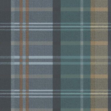 Türkiz kék skótkockás vlies tapéta arany csíkokkal