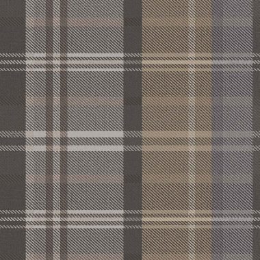   Fekete, szürke, barna skótkockás vlies tapéta arany csíkokkal