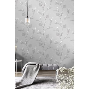Szürke Virág Vinyl Tapéta 