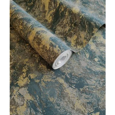 Türkiz arany márvány mintás dekor vinyl tapéta