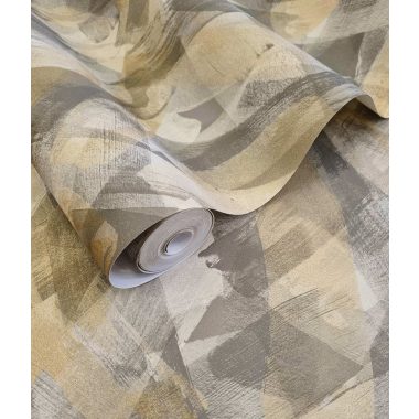 Szürke arany koptatott ecsetvonás mintás vinyl tapéta