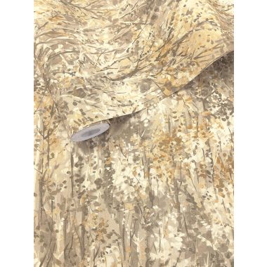   Narancssárga szürke akvarell erdei fás leveles mintás vinyl tapéta