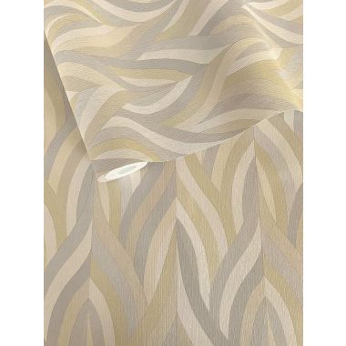   Bézs és szürke keleties hangulatú hullám mintás vinyl tapéta