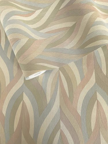 Natur pasztell sokszínű keleties hangulatú hullám mintás vinyl tapéta