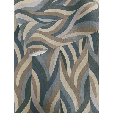   Kék modern keleties hangulatú hullám mintás vinyl tapéta