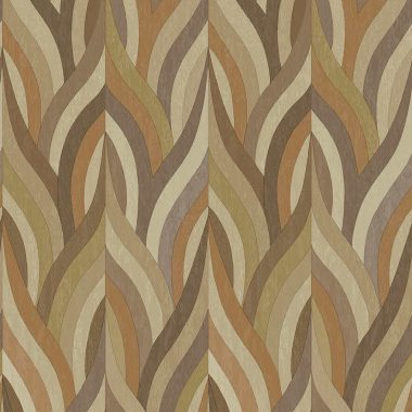   Barna okker színű modern keleties hangulatú hullám mintás vinyl tapéta