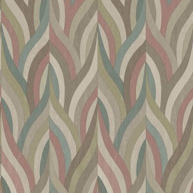   Natur modern keleties hangulatú hullám mintás vinyl tapéta rózsaszínnel, kékkel és zölddel - sokszínű