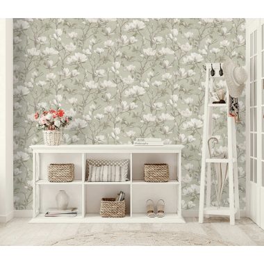 Zöld Virág Vinyl Tapéta 