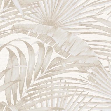   Krém alapon finoman aranyosan  és gyöngyház fénnyel fénylő levél mintás vinyl dekor tapéta