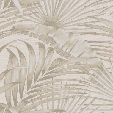   Bézs alapon arany és ezüst fényű levél mintás vinyl dekor tapéta