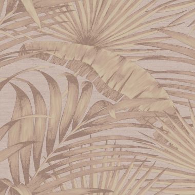   Púder alapon finoman aranyosan fénylő levél mintás vinyl dekor tapéta