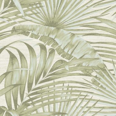   Halványzöld finoman fénylő levél mintás vinyl dekor tapéta