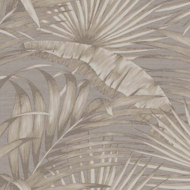   Szürke alapon finoman aranyosan és ezüstösen fénylő levél mintás vinyl dekor tapéta