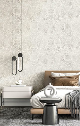 Bézs elegánsan fényes orientális stílusú vinyl dekor tapéta