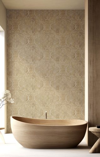 Arany - okker elegánsan fényes orientális stílusú vinyl dekor tapéta