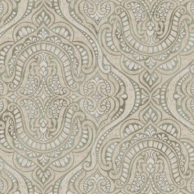   Halványzöld alapon finoman aranyosan elegánsan fényes orientális stílusú vinyl dekor tapéta