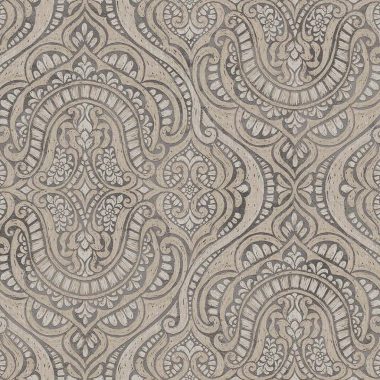   Szürke - bézs elegánsan fényes orientális stílusú vinyl dekor tapéta