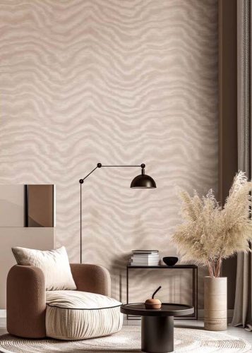 Pezsgő moire stílusú hullám mintás dupla széles vinyl dekor tapéta