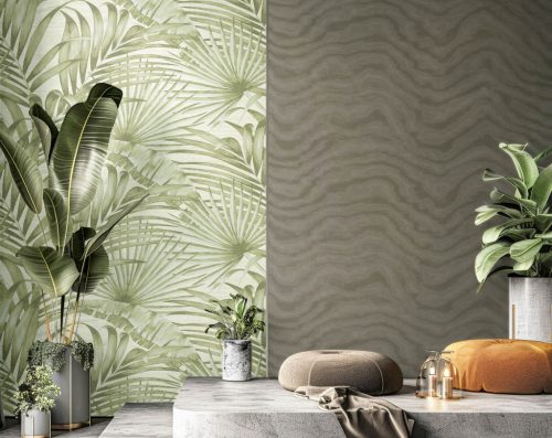 Szürkéskék moire stílusú hullám mintás dupla széles vinyl dekor tapéta