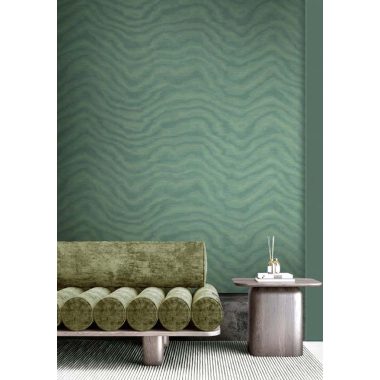   Türkiz moire stílusú hullám mintás dupla széles vinyl dekor tapéta