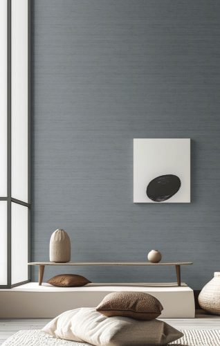 Japandi stílusú egyszínű natur pasztel zöld dupla széles vinyl tapéta