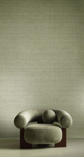 Szövet hatású enyhén foltos egyszínű natur zsálya zöld dupla széles vinyl tapéta