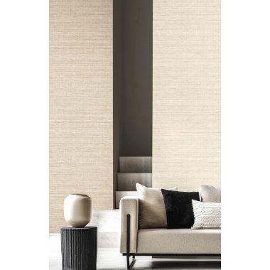   Szövet hatású enyhén foltos egyszínű natur homok színű dupla széles vinyl tapéta
