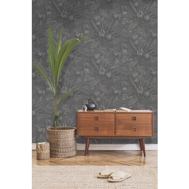 Fekete Virág Vlies Tapéta 